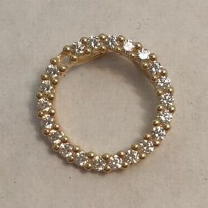 14K Yellow Gold Clear CZ Circle Pendant